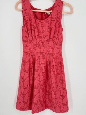 Banana Republic Coral-Pink Textured Fit & Flare Mini Dress